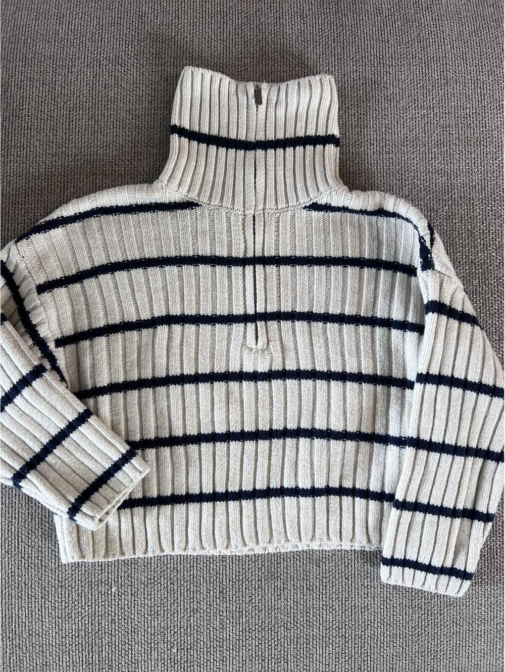 Zara Striped Half Zip Sweater